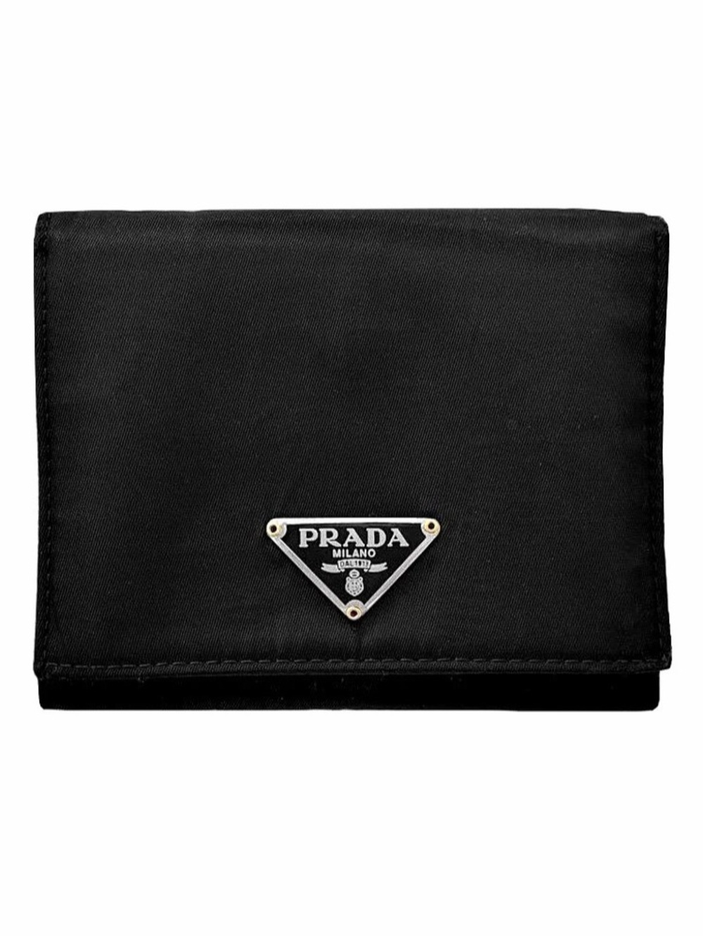 Prada Tessuto Nylon & Saffiano Leather Compact Wallet Black
